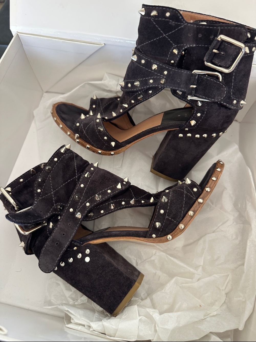 Rare Laurence Dacade Paris Deric Quilted Suede Spike Sandal